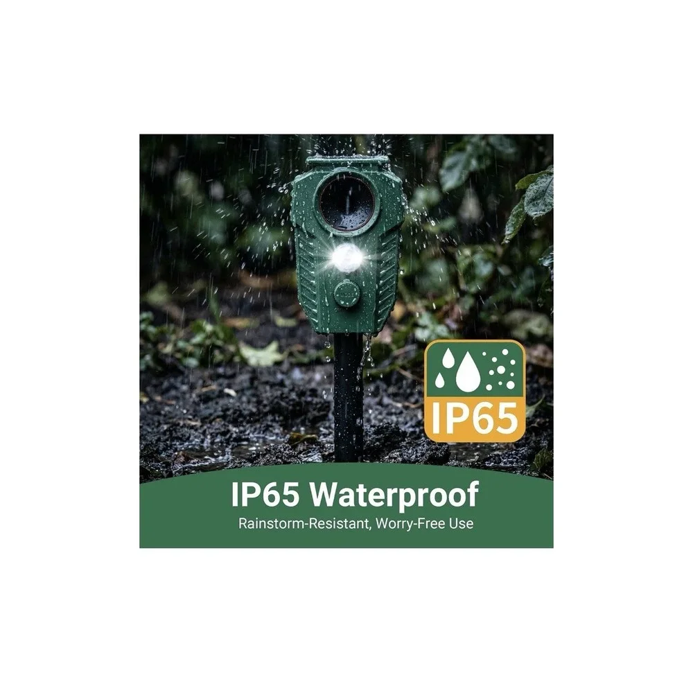 12N32/Solar Ultrasonic Animal Repellent with Motion Sensor LED Lights Waterproof